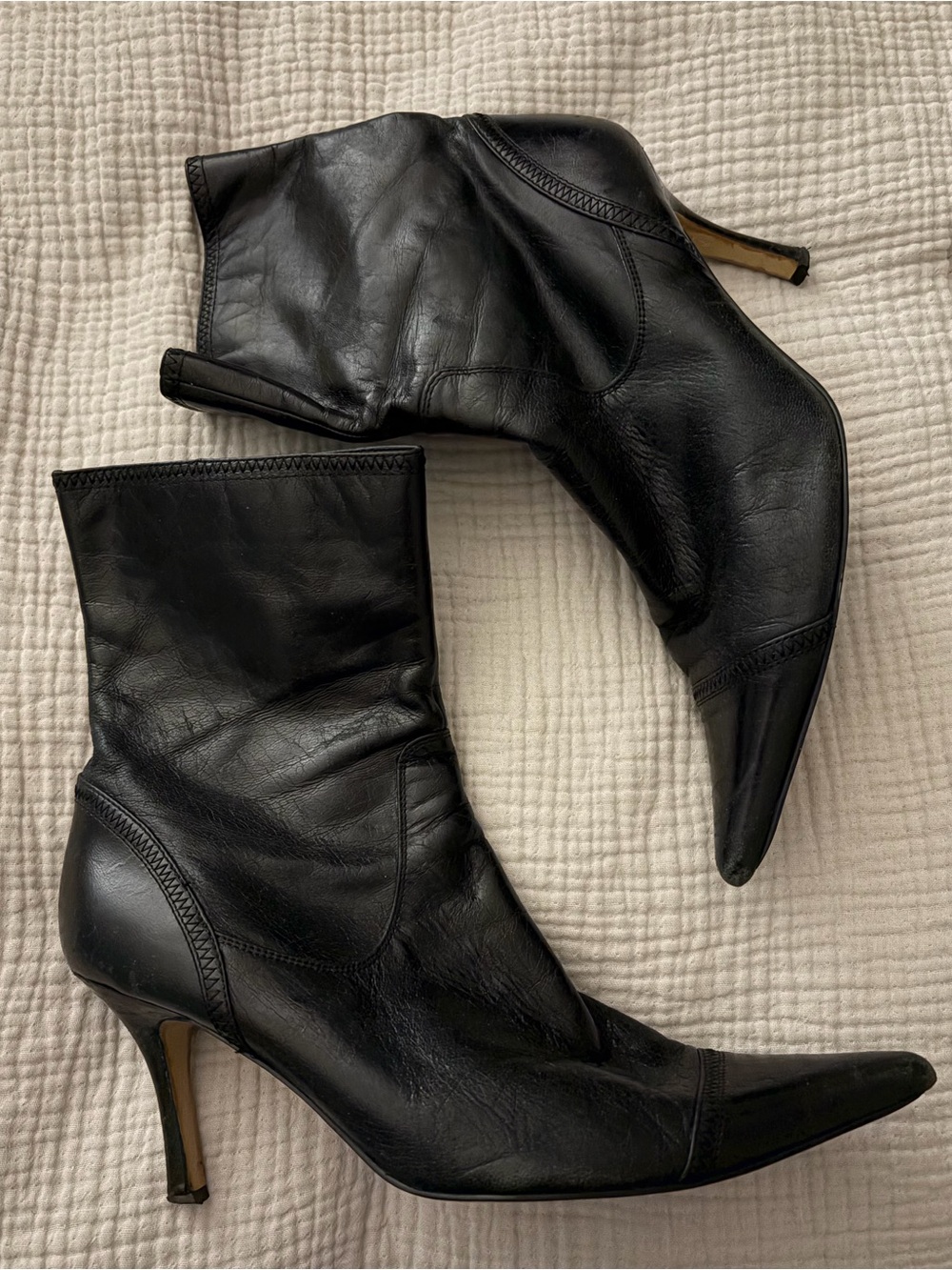 Nine West Black Pointed-Toe Short Heeled Boots - SZ 8.5